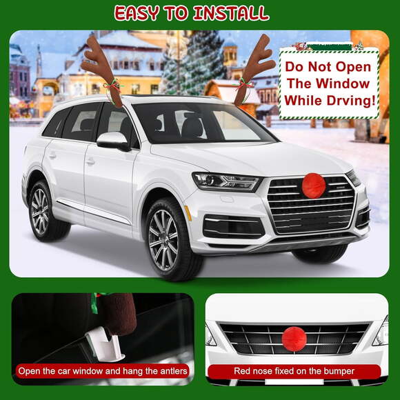 Wembley 3 pc Reindeer Car Decoration Kit Brown - Picture 6 of 6